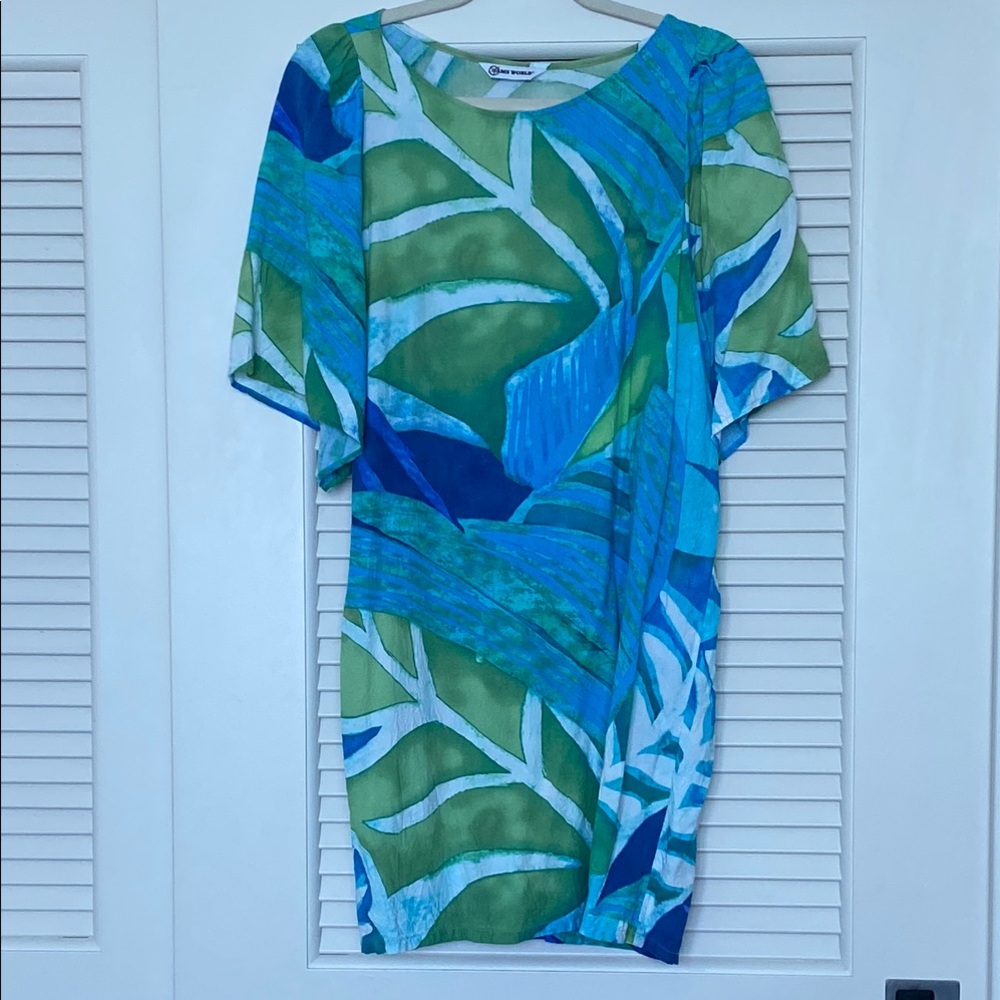 Jams World Hawaiian Dress Blue Jay Print sz med